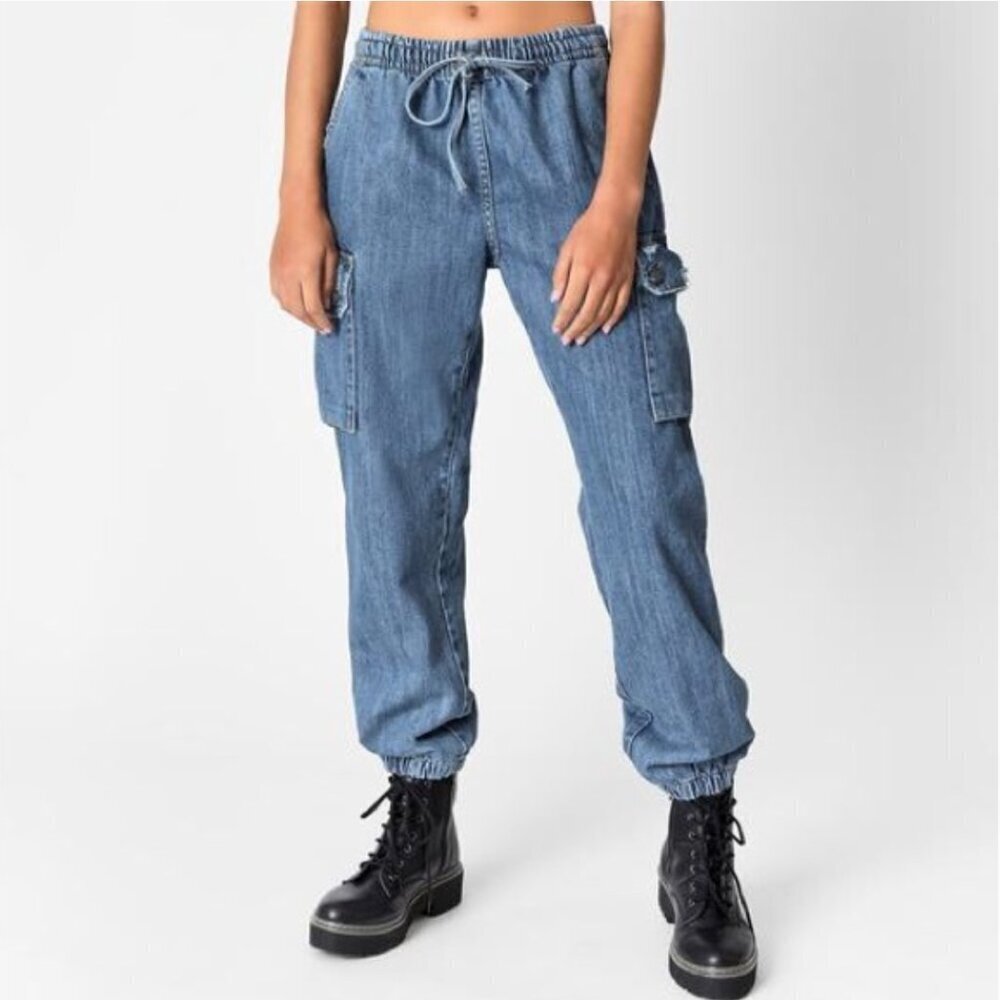 Carmar Lysander Denim Joggers Jeans Elastic Waist Drawstring Blue New Medium